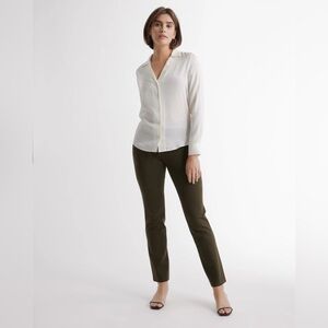 Quince Ultra-Stretch Ponte Straight Leg Pant Olive sz Large